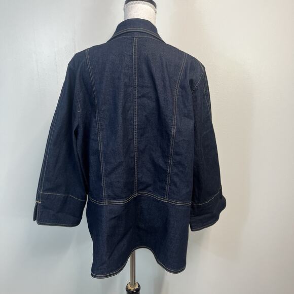 Apostropher Denim Jean Barn Jacket Blazer Plus size 22W Stretch Pockets Casual - Picture 6 of 7
